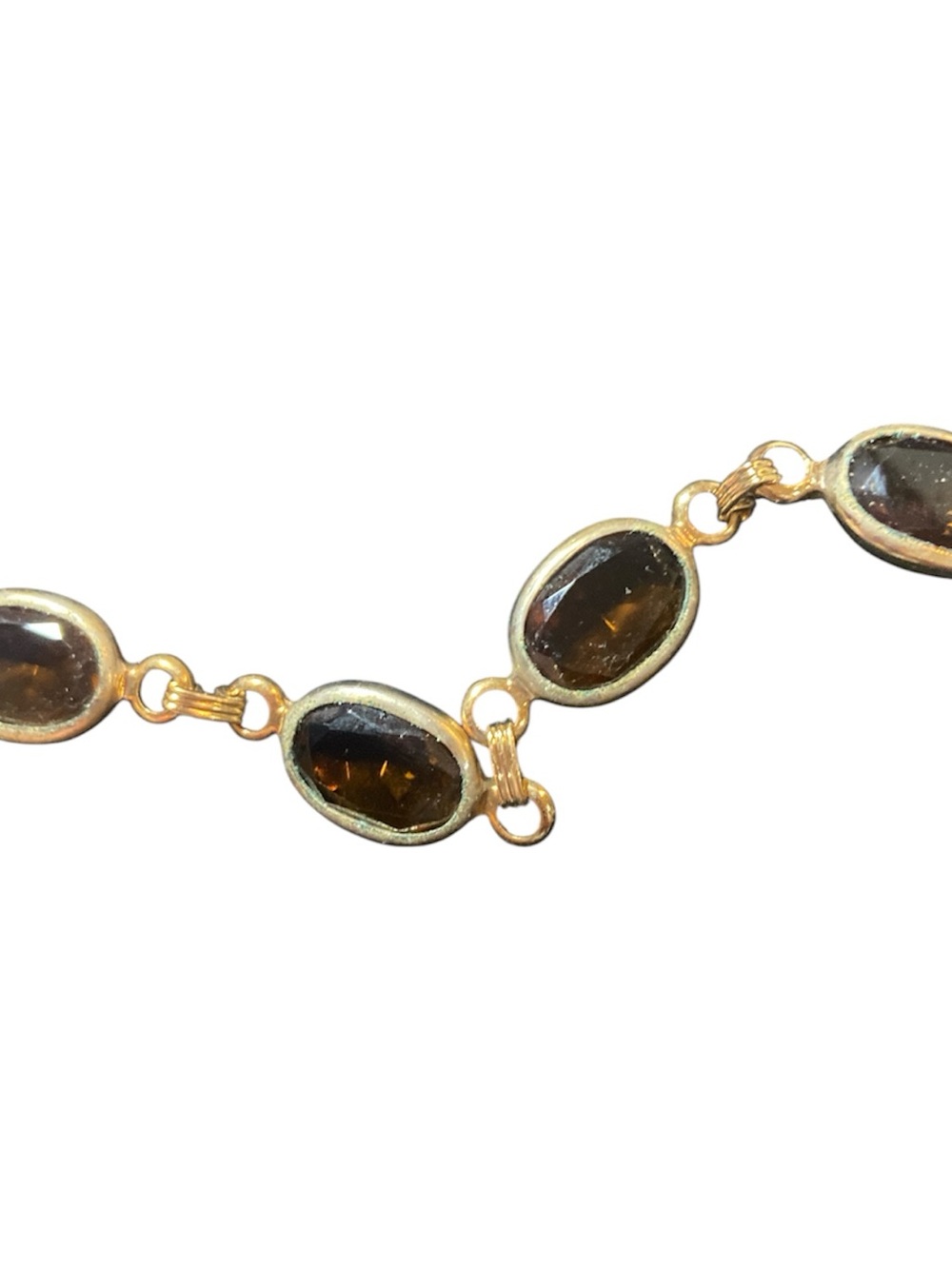 Vintage Sarah Coventry Gold-Tone Brown Glass Oval Link Bracelet NOS Jewelry